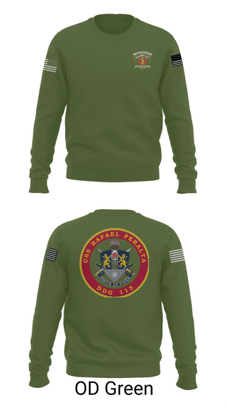 Crew Neck Sweatshirt, USS Rafael Peralta DDG 115, Navy, Teamtime, Team time, sublimation, custom sports apparel, team uniforms, spirit wear, spiritwear, sports uniforms, custom shirts, team store, custom team store, fundraiser sports, apparel fundraiser
