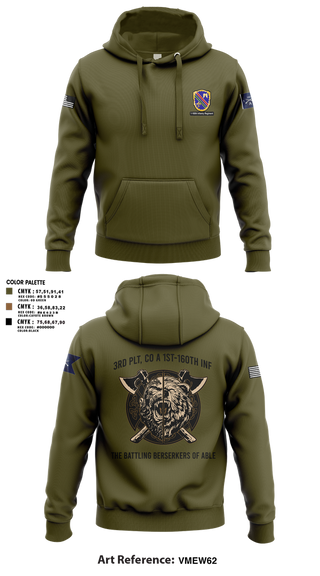 Hoodie, Co A, 1st-160th INF, 79th IBCT, , Teamtime, Team time, sublimation, custom sports apparel, team uniforms, spirit wear, spiritwear, sports uniforms, custom shirts, team store, custom team store, fundraiser sports, apparel fundraiser