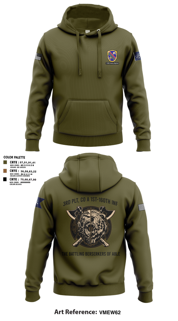 Hoodie, Co A, 1st-160th INF, 79th IBCT, , Teamtime, Team time, sublimation, custom sports apparel, team uniforms, spirit wear, spiritwear, sports uniforms, custom shirts, team store, custom team store, fundraiser sports, apparel fundraiser