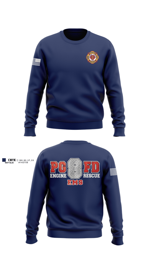Crew Neck Sweatshirt, Pleasant Gap Fire Company, EMS/EMT, Teamtime, Team time, sublimation, custom sports apparel, team uniforms, spirit wear, spiritwear, sports uniforms, custom shirts, team store, custom team store, fundraiser sports, apparel fundraiser