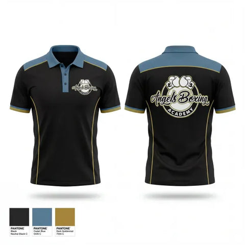 Short Sleeve Performance Polo, Angel’s Boxing Academy, Spirit Store, Teamtime, Team time, sublimation, custom sports apparel, team uniforms, spirit wear, spiritwear, sports uniforms, custom shirts, team store, custom team store, fundraiser sports, apparel fundraiser