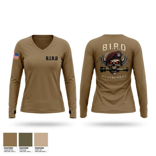 Womens Long Sleeve Vneck Shirt, 3-4 adar, Army, Teamtime, Team time, sublimation, custom sports apparel, team uniforms, spirit wear, spiritwear, sports uniforms, custom shirts, team store, custom team store, fundraiser sports, apparel fundraiser