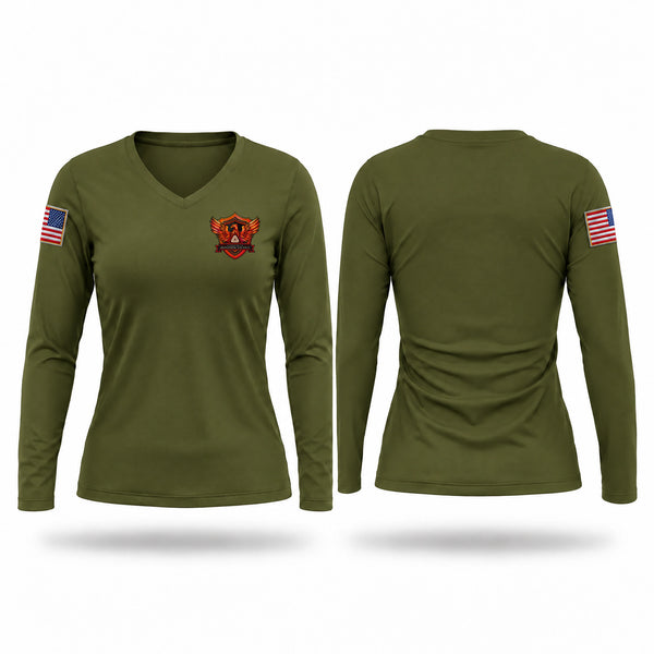 Womens Long Sleeve Vneck Shirt, Phoenix Police Defensive Tactics, Police, Teamtime, Team time, sublimation, custom sports apparel, team uniforms, spirit wear, spiritwear, sports uniforms, custom shirts, team store, custom team store, fundraiser sports, apparel fundraiser