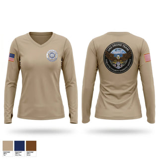 Womens Long Sleeve Vneck Shirt, Sublette County Sheriff's Office Drone Unit, Police, Teamtime, Team time, sublimation, custom sports apparel, team uniforms, spirit wear, spiritwear, sports uniforms, custom shirts, team store, custom team store, fundraiser sports, apparel fundraiser