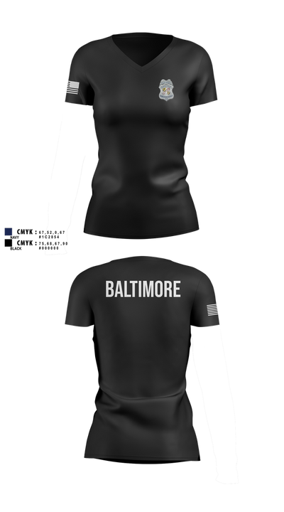 Baltimore Police Department 87844161 Women's Short Sleeve V-neck Shirt - 100