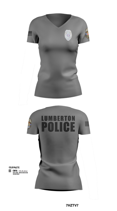 LUMBERTON POLICE 73149623 Women's Short Sleeve V-neck Shirt - 102