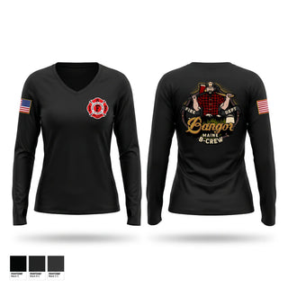 Womens Long Sleeve Vneck Shirt, bangor b crew, Fire Department, Teamtime, Team time, sublimation, custom sports apparel, team uniforms, spirit wear, spiritwear, sports uniforms, custom shirts, team store, custom team store, fundraiser sports, apparel fundraiser