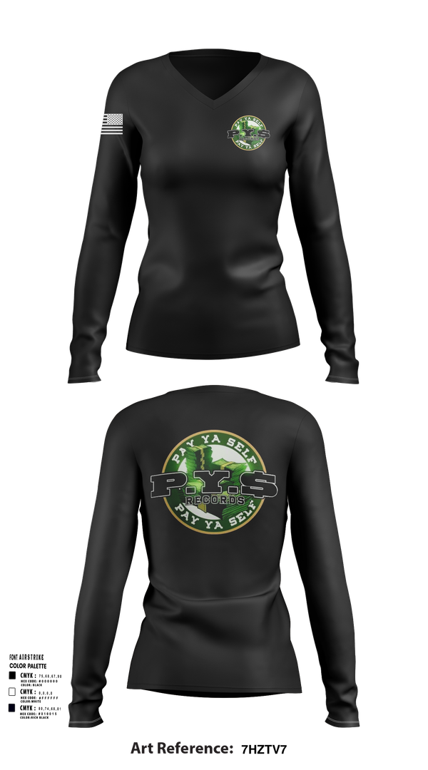 Womens Long Sleeve Vneck Shirt, PAY YA SELF, , Teamtime, Team time, sublimation, custom sports apparel, team uniforms, spirit wear, spiritwear, sports uniforms, custom shirts, team store, custom team store, fundraiser sports, apparel fundraiser