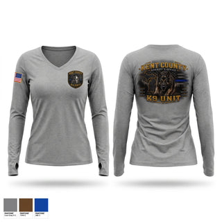 Womens Long Sleeve Vneck Shirt, KCSO K9, Police, Teamtime, Team time, sublimation, custom sports apparel, team uniforms, spirit wear, spiritwear, sports uniforms, custom shirts, team store, custom team store, fundraiser sports, apparel fundraiser