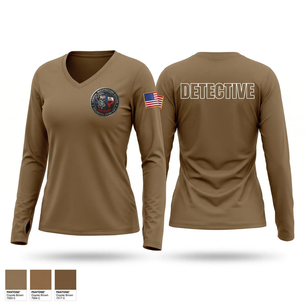 Womens Long Sleeve Vneck Shirt, Robstown OCU Gang Unit, Police, Teamtime, Team time, sublimation, custom sports apparel, team uniforms, spirit wear, spiritwear, sports uniforms, custom shirts, team store, custom team store, fundraiser sports, apparel fundraiser