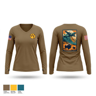 Womens Long Sleeve Vneck Shirt, 153rd R&R, Air Force, Teamtime, Team time, sublimation, custom sports apparel, team uniforms, spirit wear, spiritwear, sports uniforms, custom shirts, team store, custom team store, fundraiser sports, apparel fundraiser