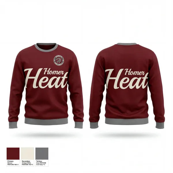Crew Neck Sweatshirt, Homer Heat, Softball, Teamtime, Team time, sublimation, custom sports apparel, team uniforms, spirit wear, spiritwear, sports uniforms, custom shirts, team store, custom team store, fundraiser sports, apparel fundraiser