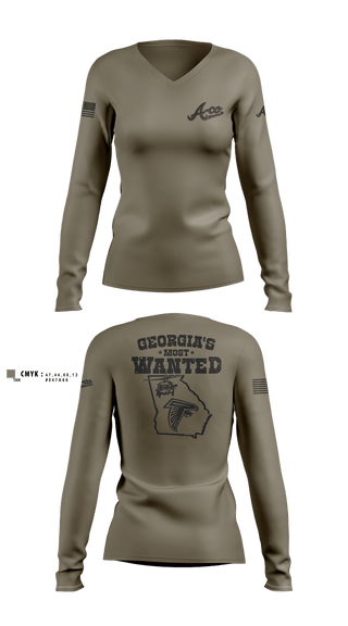 Womens Long Sleeve Vneck Shirt, A-Co 1-171, National Guard, Teamtime, Team time, sublimation, custom sports apparel, team uniforms, spirit wear, spiritwear, sports uniforms, custom shirts, team store, custom team store, fundraiser sports, apparel fundraiser