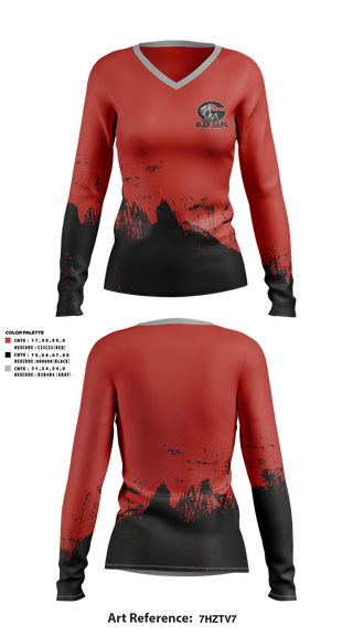 Womens Long Sleeve Vneck Shirt, Glen Oaks High School Cross Country, Cross Country, Teamtime, Team time, sublimation, custom sports apparel, team uniforms, spirit wear, spiritwear, sports uniforms, custom shirts, team store, custom team store, fundraiser sports, apparel fundraiser