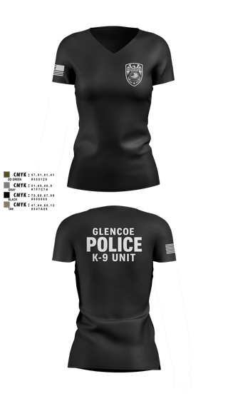 Womens Short Sleeve Vneck Shirt, GLENCOE POLICE DEPARTMENT K9, Police, Teamtime, Team time, sublimation, custom sports apparel, team uniforms, spirit wear, spiritwear, sports uniforms, custom shirts, team store, custom team store, fundraiser sports, apparel fundraiser