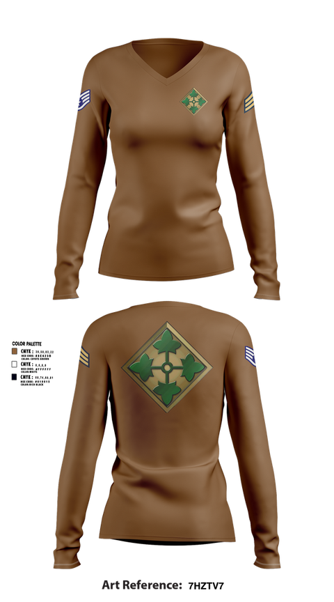 Womens Long Sleeve Vneck Shirt, 4th infantry division, Army, Teamtime, Team time, sublimation, custom sports apparel, team uniforms, spirit wear, spiritwear, sports uniforms, custom shirts, team store, custom team store, fundraiser sports, apparel fundraiser