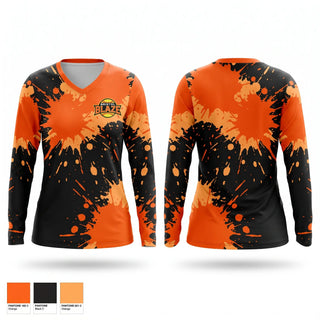 Womens Long Sleeve Vneck Shirt, Blaze, Softball, Teamtime, Team time, sublimation, custom sports apparel, team uniforms, spirit wear, spiritwear, sports uniforms, custom shirts, team store, custom team store, fundraiser sports, apparel fundraiser