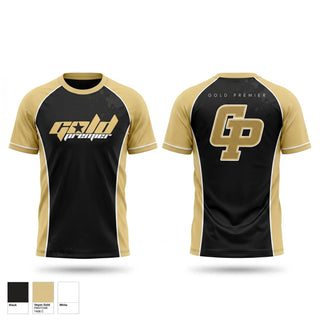 Soft Poly Tee Cotton Like Feel, Gold Premier, Softball, Teamtime, Team time, sublimation, custom sports apparel, team uniforms, spirit wear, spiritwear, sports uniforms, custom shirts, team store, custom team store, fundraiser sports, apparel fundraiser