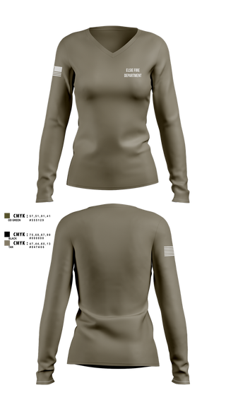Womens Long Sleeve Vneck Shirt, Elsie Fire Department, Fire Department, Teamtime, Team time, sublimation, custom sports apparel, team uniforms, spirit wear, spiritwear, sports uniforms, custom shirts, team store, custom team store, fundraiser sports, apparel fundraiser