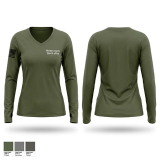 Womens Long Sleeve Vneck Shirt, Walker county Sheriff office, Police, Teamtime, Team time, sublimation, custom sports apparel, team uniforms, spirit wear, spiritwear, sports uniforms, custom shirts, team store, custom team store, fundraiser sports, apparel fundraiser