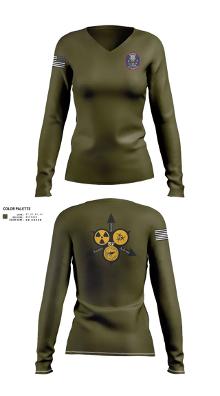 Womens Long Sleeve Vneck Shirt, , Army, Teamtime, Team time, sublimation, custom sports apparel, team uniforms, spirit wear, spiritwear, sports uniforms, custom shirts, team store, custom team store, fundraiser sports, apparel fundraiser