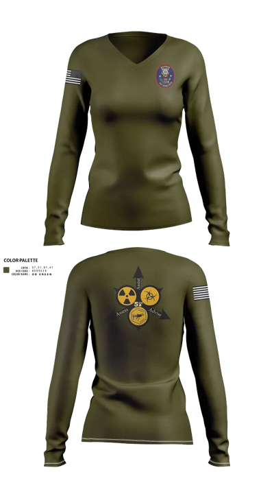 51st WMD-CST 41822234 Women's Long Sleeve V-neck Shirt - 21