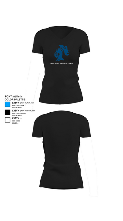 South Platte Knights Volleyball 45130389 Women's Short Sleeve V-neck Shirt - 37