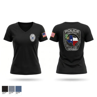 Womens Short Sleeve Vneck Shirt, Oak Point Police Department, Police, Teamtime, Team time, sublimation, custom sports apparel, team uniforms, spirit wear, spiritwear, sports uniforms, custom shirts, team store, custom team store, fundraiser sports, apparel fundraiser