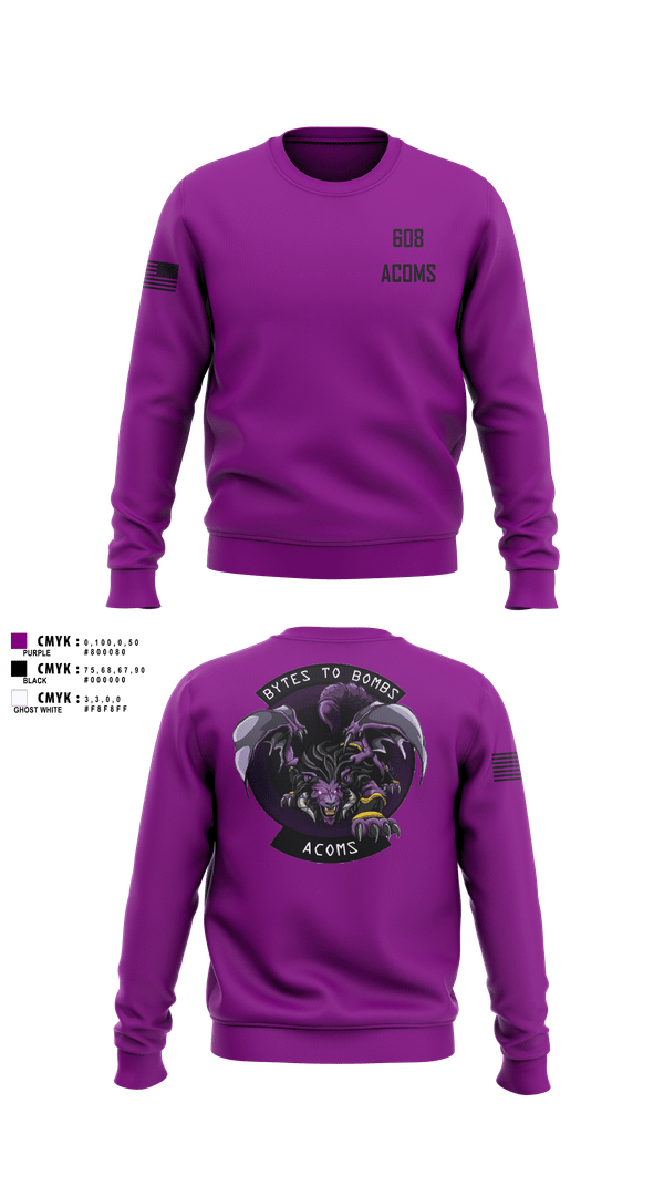 Crew Neck Sweatshirt, 608 ACOMS, Air Force, Teamtime, Team time, sublimation, custom sports apparel, team uniforms, spirit wear, spiritwear, sports uniforms, custom shirts, team store, custom team store, fundraiser sports, apparel fundraiser