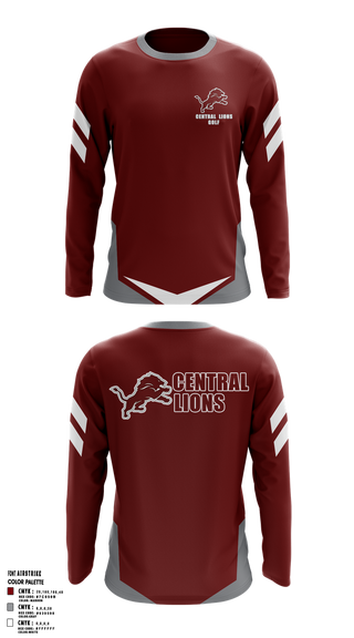 Long Sleeve Performance Shirt, Central  Lions, Golf, Teamtime, Team time, sublimation, custom sports apparel, team uniforms, spirit wear, spiritwear, sports uniforms, custom shirts, team store, custom team store, fundraiser sports, apparel fundraiser