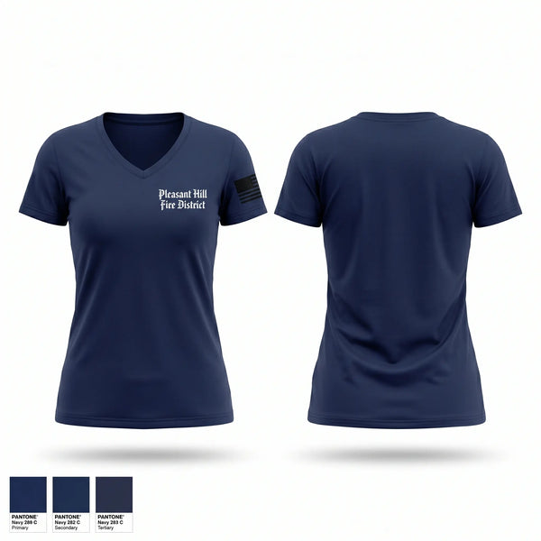 Womens Short Sleeve Vneck Shirt, Pleasant Hill Fire District, Fire Department, Teamtime, Team time, sublimation, custom sports apparel, team uniforms, spirit wear, spiritwear, sports uniforms, custom shirts, team store, custom team store, fundraiser sports, apparel fundraiser