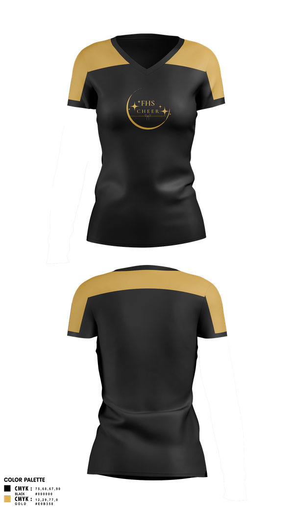 Womens Short Sleeve Vneck Shirt, Fredericktown High School Cheerleading, Cheer, Teamtime, Team time, sublimation, custom sports apparel, team uniforms, spirit wear, spiritwear, sports uniforms, custom shirts, team store, custom team store, fundraiser sports, apparel fundraiser