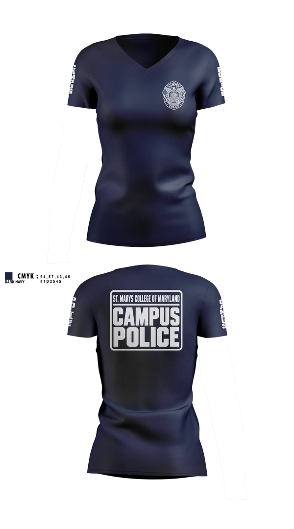 St. Marys College of Maryland Campus Police Women's Short Sleeve V-neck Shirt - 12