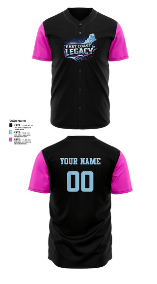 Full Button Baseball Jersey, East Coast Legacy, Baseball, Teamtime, Team time, sublimation, custom sports apparel, team uniforms, spirit wear, spiritwear, sports uniforms, custom shirts, team store, custom team store, fundraiser sports, apparel fundraiser