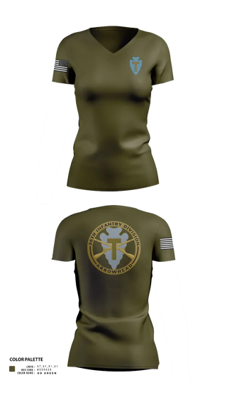 Womens Short Sleeve Vneck Shirt, 36th Infantry Division A Co 1-141, , Teamtime, Team time, sublimation, custom sports apparel, team uniforms, spirit wear, spiritwear, sports uniforms, custom shirts, team store, custom team store, fundraiser sports, apparel fundraiser