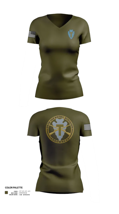 36th Infantry Division A Co 1-141 23724851 Women's Short Sleeve V-neck Shirt - 21
