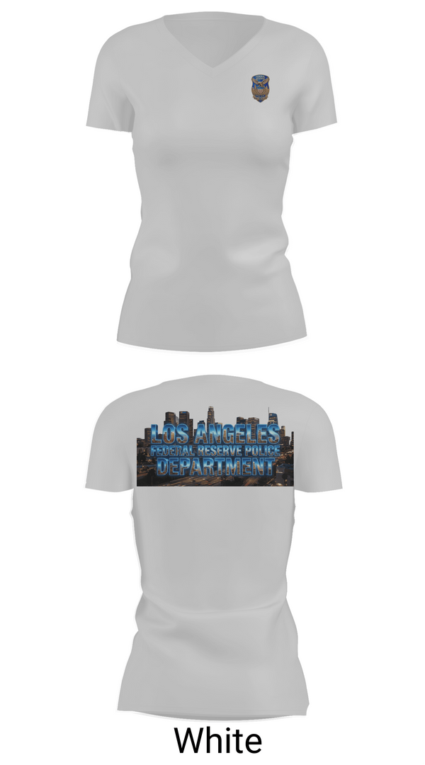 Womens Short Sleeve Vneck Shirt, Federal Reserve Police DTLA, Police, Teamtime, Team time, sublimation, custom sports apparel, team uniforms, spirit wear, spiritwear, sports uniforms, custom shirts, team store, custom team store, fundraiser sports, apparel fundraiser