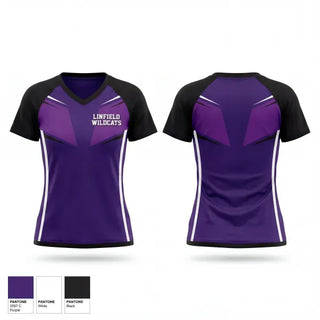 Womens Short Sleeve Vneck Shirt, Linfield Wildcats, , Teamtime, Team time, sublimation, custom sports apparel, team uniforms, spirit wear, spiritwear, sports uniforms, custom shirts, team store, custom team store, fundraiser sports, apparel fundraiser