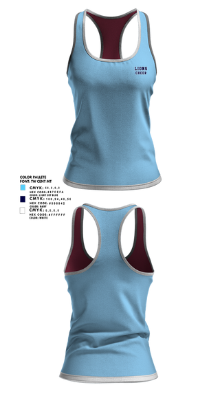 Tank Top, Lions, Cheer, Teamtime, Team time, sublimation, custom sports apparel, team uniforms, spirit wear, spiritwear, sports uniforms, custom shirts, team store, custom team store, fundraiser sports, apparel fundraiser