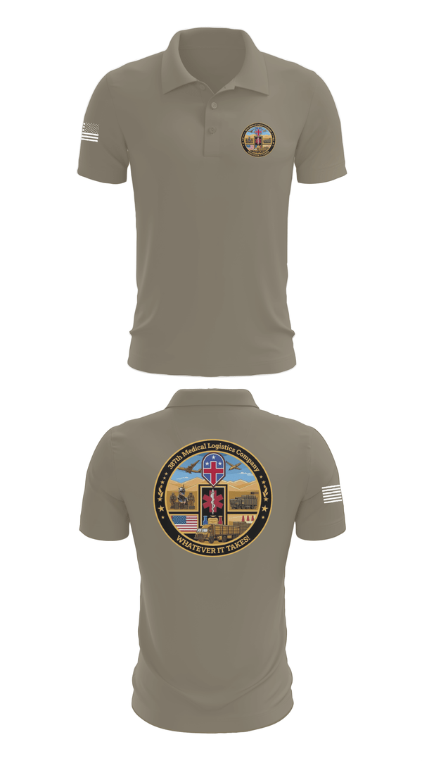 Short Sleeve Performance Polo, 387th Medical Logistics Company, Army, Teamtime, Team time, sublimation, custom sports apparel, team uniforms, spirit wear, spiritwear, sports uniforms, custom shirts, team store, custom team store, fundraiser sports, apparel fundraiser