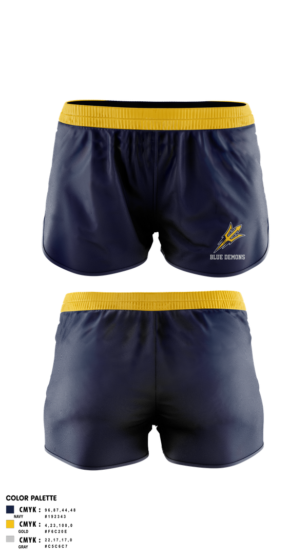 Womens Shorts, Blue Demons, , Teamtime, Team time, sublimation, custom sports apparel, team uniforms, spirit wear, spiritwear, sports uniforms, custom shirts, team store, custom team store, fundraiser sports, apparel fundraiser