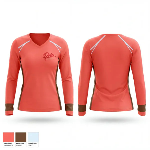Womens Long Sleeve Vneck Shirt, Drip season, Ice Hockey, Teamtime, Team time, sublimation, custom sports apparel, team uniforms, spirit wear, spiritwear, sports uniforms, custom shirts, team store, custom team store, fundraiser sports, apparel fundraiser