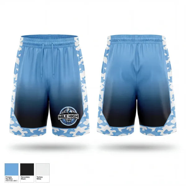 Athletic Shorts With Pockets, MILE HIGH 12:11, Men's Basketball, Teamtime, Team time, sublimation, custom sports apparel, team uniforms, spirit wear, spiritwear, sports uniforms, custom shirts, team store, custom team store, fundraiser sports, apparel fundraiser