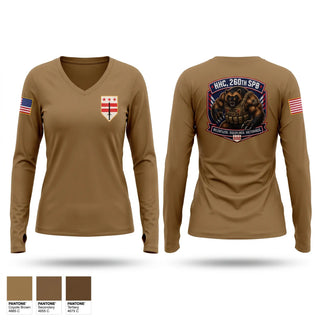 Womens Long Sleeve Vneck Shirt, HHC, 260th SPB, Army, Teamtime, Team time, sublimation, custom sports apparel, team uniforms, spirit wear, spiritwear, sports uniforms, custom shirts, team store, custom team store, fundraiser sports, apparel fundraiser