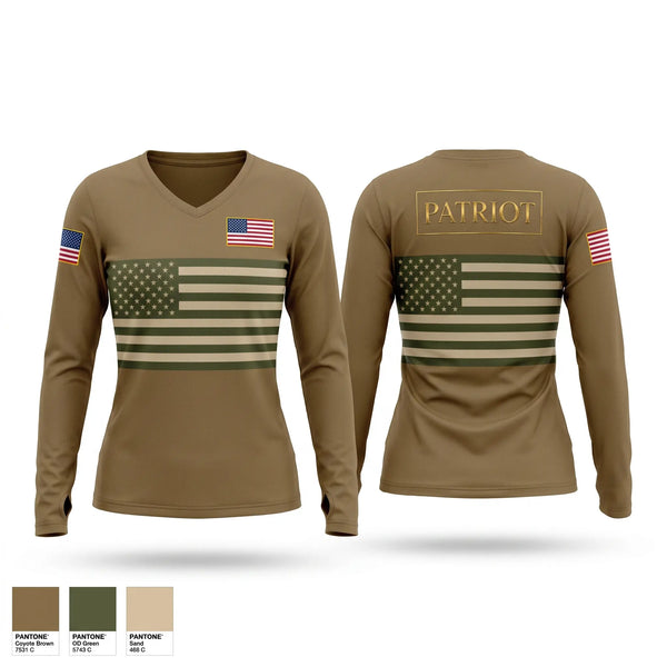 Womens Long Sleeve Vneck Shirt, ODA 545 5th Special Forces Group, Army, Teamtime, Team time, sublimation, custom sports apparel, team uniforms, spirit wear, spiritwear, sports uniforms, custom shirts, team store, custom team store, fundraiser sports, apparel fundraiser