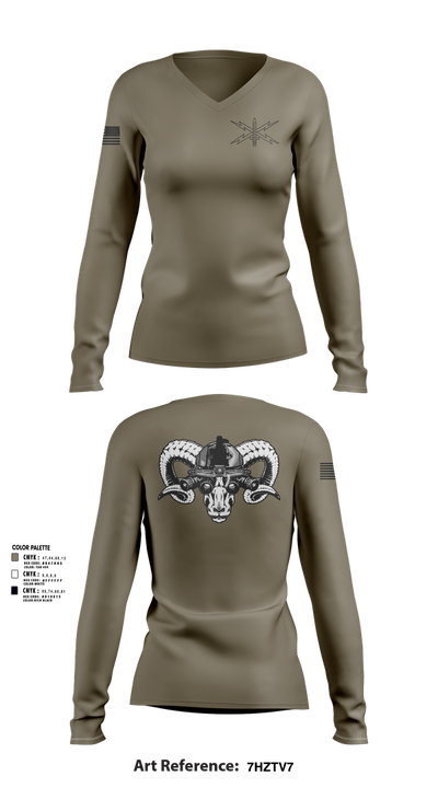 11TH CY ECT 7139343 Women's Long Sleeve V-neck Shirt - 2