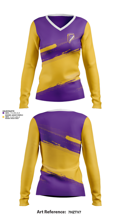 Purvis Middle School Cheer 52252572 Women's Long Sleeve V-neck Shirt - 1