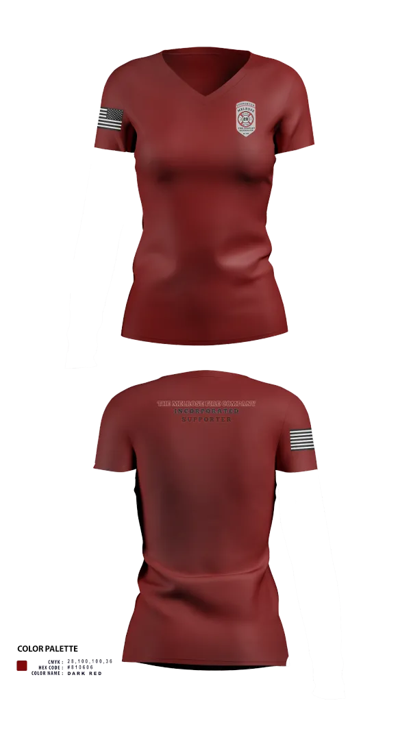 Womens Short Sleeve Vneck Shirt, The Melrose Fire Company Incorporated, , Teamtime, Team time, sublimation, custom sports apparel, team uniforms, spirit wear, spiritwear, sports uniforms, custom shirts, team store, custom team store, fundraiser sports, apparel fundraiser