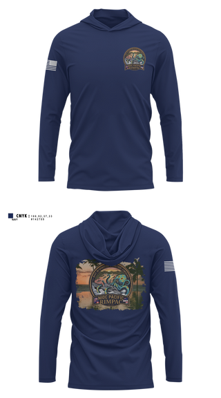 Long Sleeve Performance Shirt with hood, NIOC PACIFIC - RIMPAC 2026, Navy, Teamtime, Team time, sublimation, custom sports apparel, team uniforms, spirit wear, spiritwear, sports uniforms, custom shirts, team store, custom team store, fundraiser sports, apparel fundraiser
