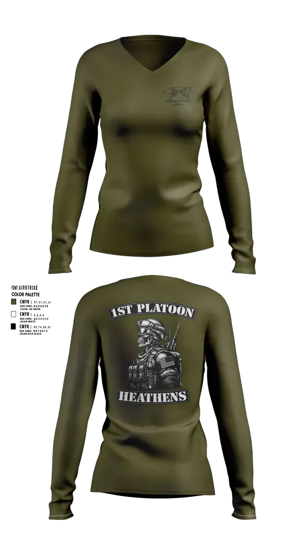 Womens Long Sleeve Vneck Shirt, 514th MP CO, Army, Teamtime, Team time, sublimation, custom sports apparel, team uniforms, spirit wear, spiritwear, sports uniforms, custom shirts, team store, custom team store, fundraiser sports, apparel fundraiser